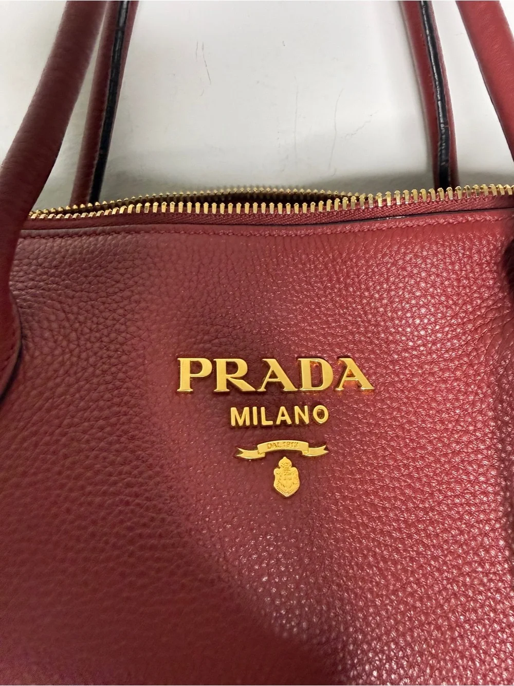 Prada Dual Strap Zip Tote Vitello Daino Medium Red